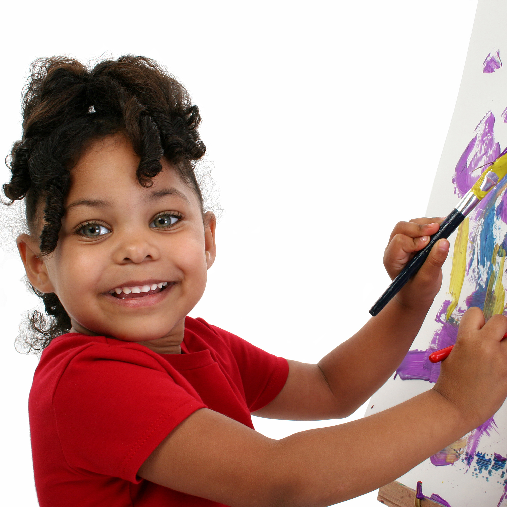 Young Girl Painting on an Easel